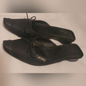 Miu Miu Black Women's Kitten Mule Shoes